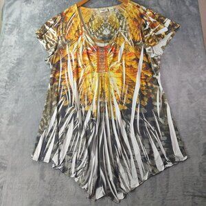 Cato Woman Plus Size Embellished Asymmetrical Tunic 18 20W Fall Boho Artsy‎